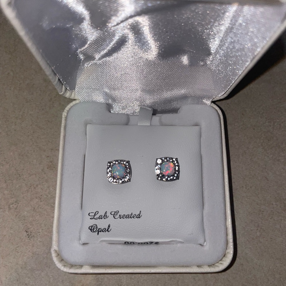 Opal stud earrings